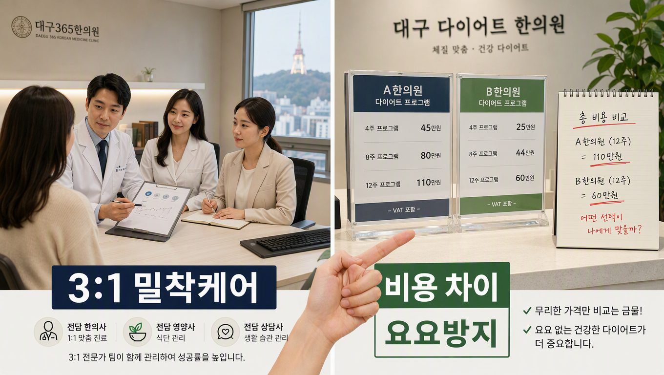 대구 다이어트 병원에서 3:1 밀착케어와 요요 방지 치료, 비용 차이, 과다 처방 기준을 확인하는 방법
